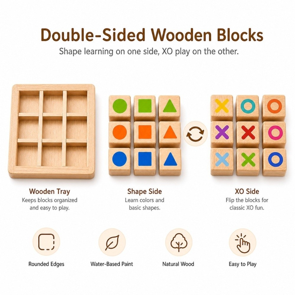 Board Game For 5 Players - Tic Tac Toe in Legno Portatile,